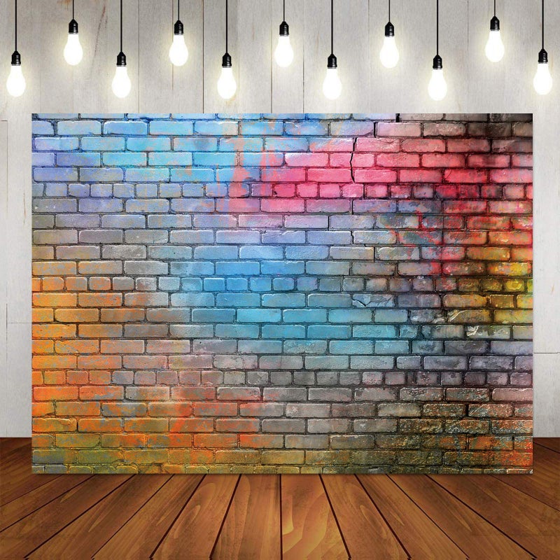 LTLYH 8x6ft Colorful Brick Wall Photo Backdrop Baby Birthday Wedding Party Photography Background Decor Studio Photo Booth A081â€¦ - Image 1